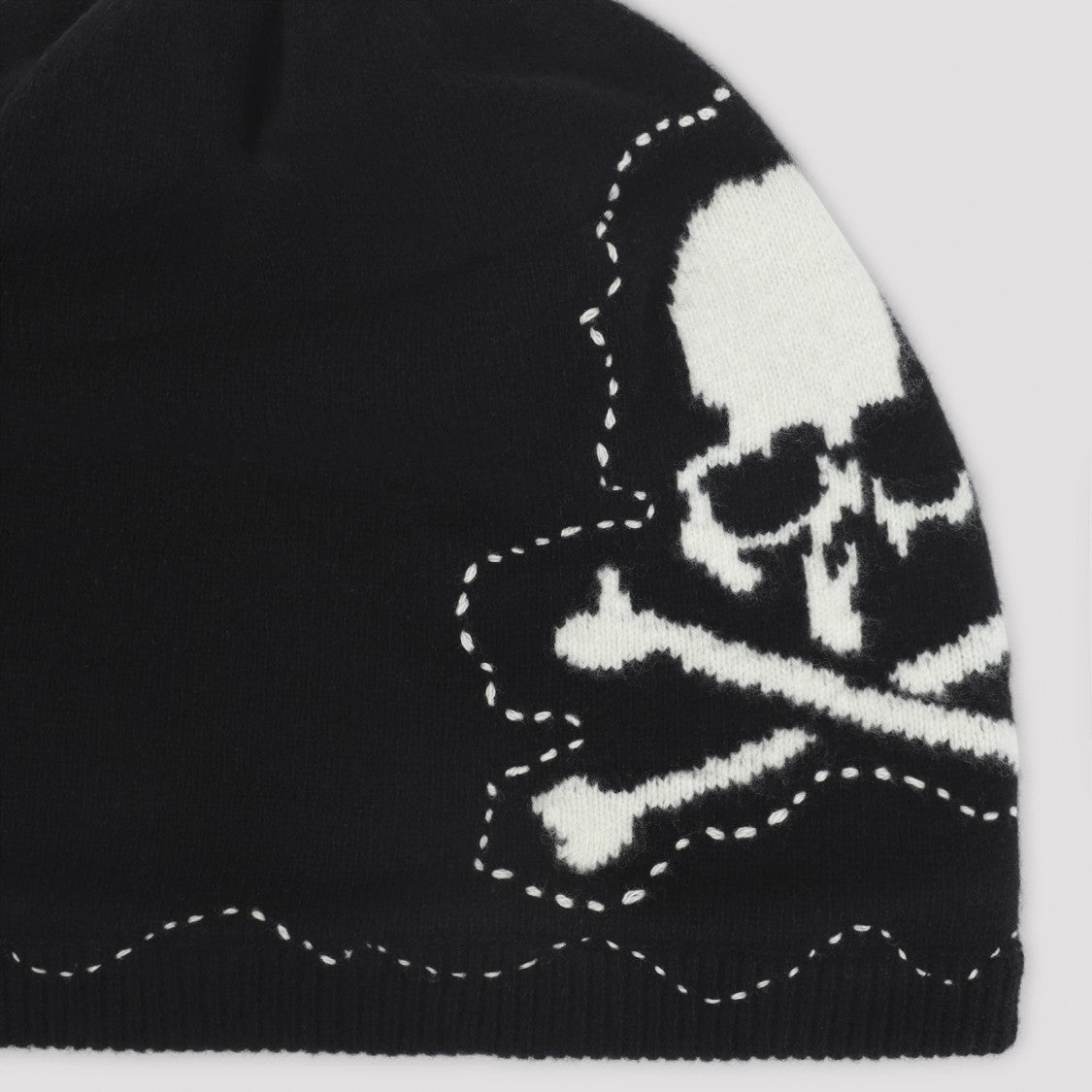 Mastermind Japan Hand Stitched Wool Beanie With Contrasting Skull Design
