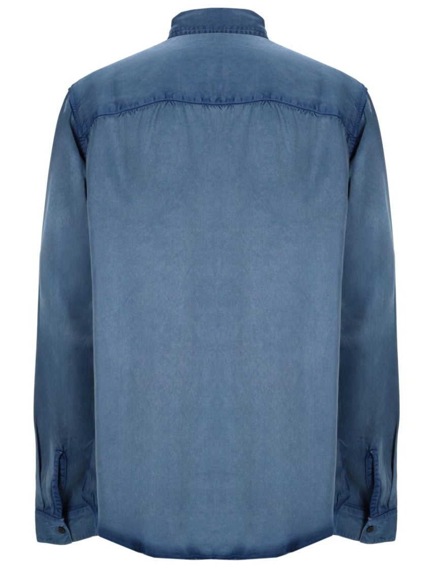 Diesel Washed Blue Viscose Embroidered Shirt