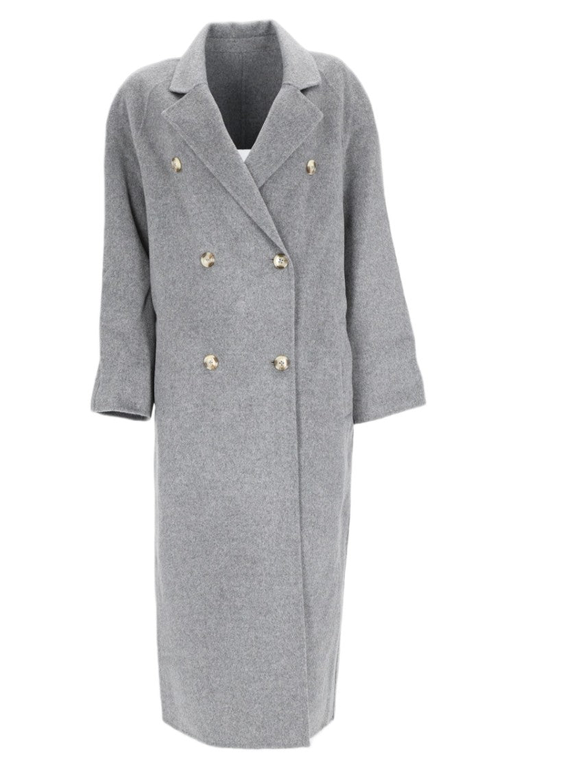 Loulou De Saison Grey Wool-Cashmere Mid-Length Trench Coat