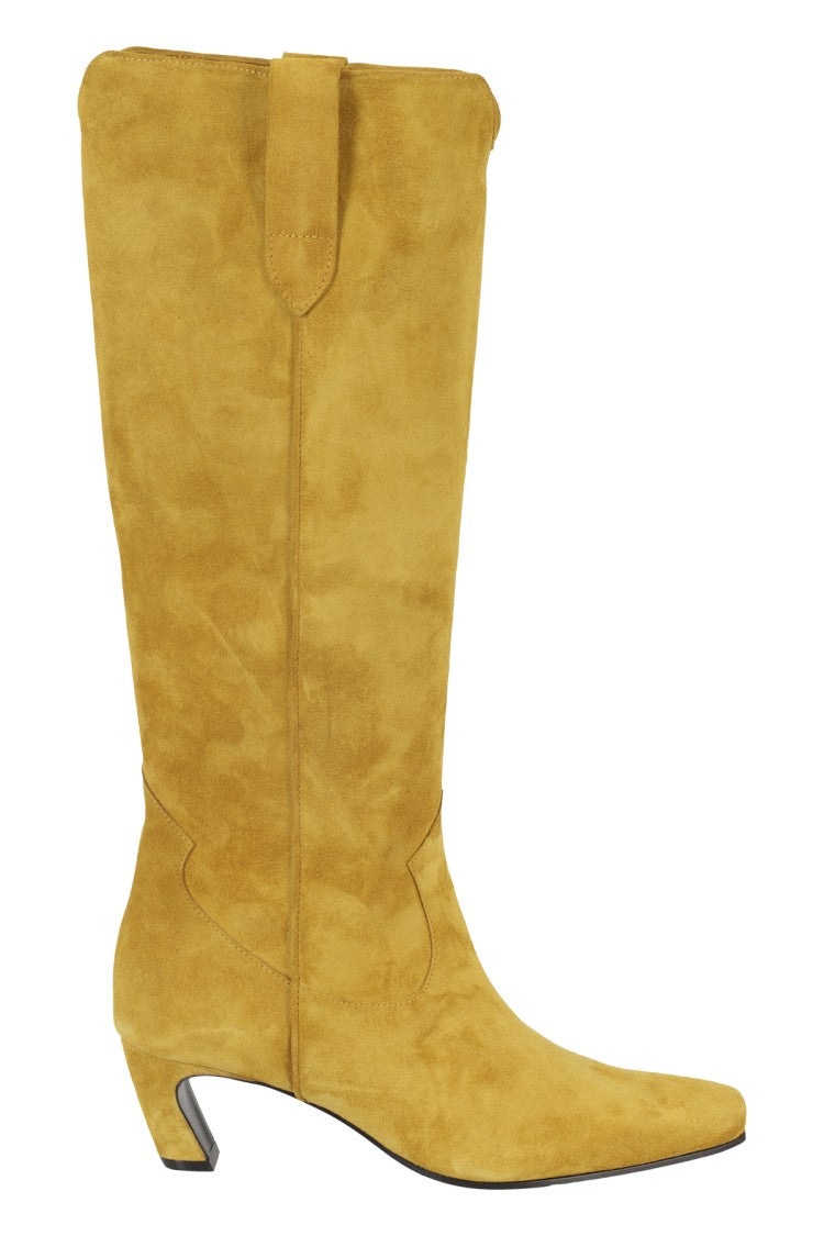 Aldo Castagna Mustard Suede Knee-High Boots