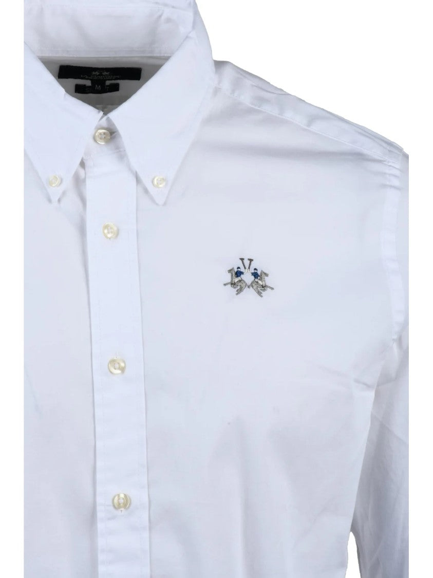 La Martina White Cotton-Blend Stretch Shirt