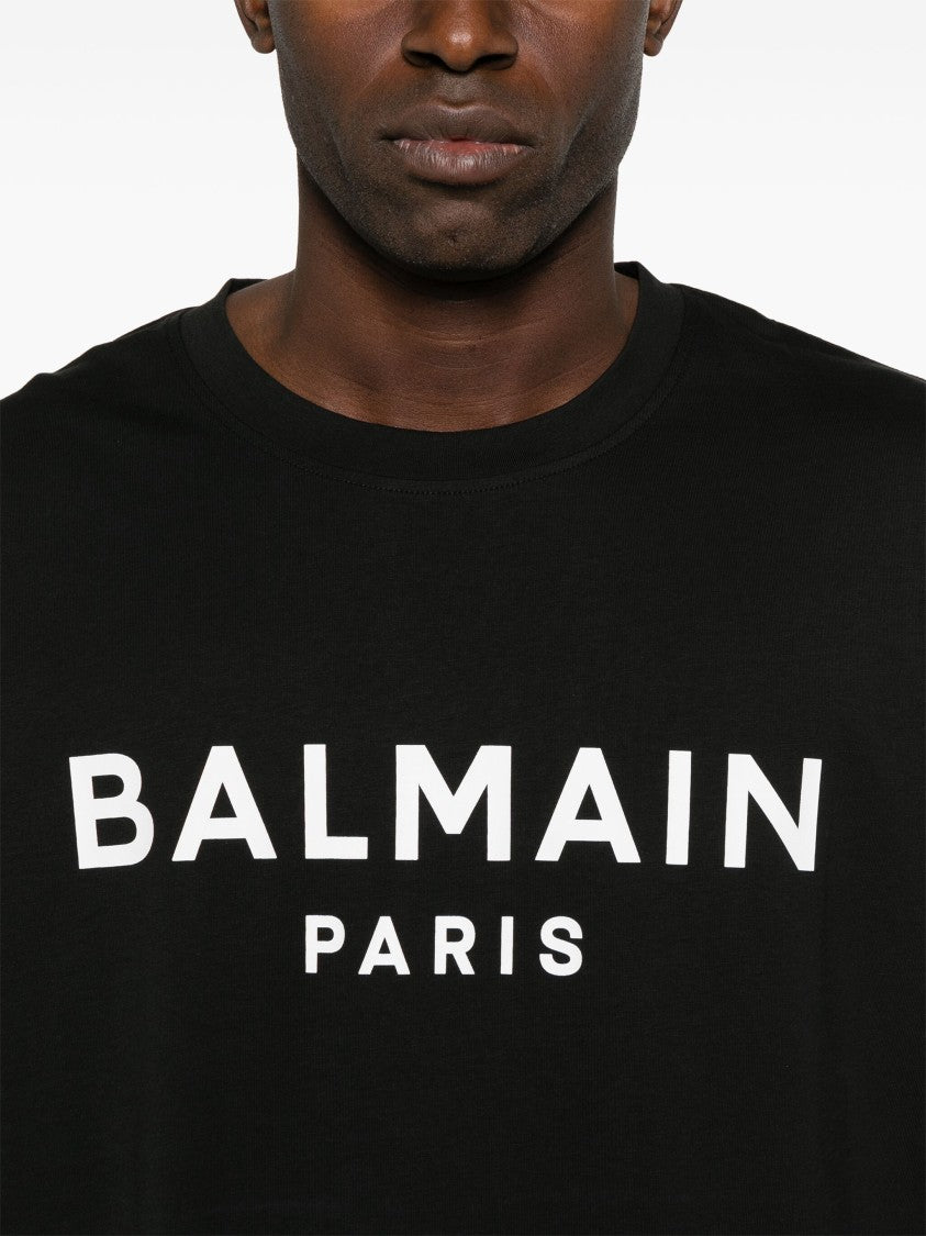 Balmain Black T-Shirt Organic Cotton Logo T-Shirt