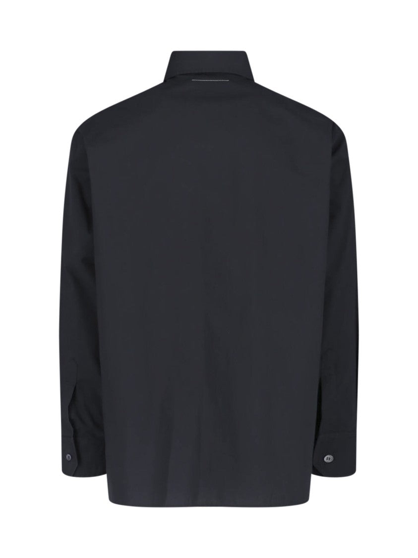 Mm6 By Maison Margiela Black Spray Print Cotton Logo Shirt