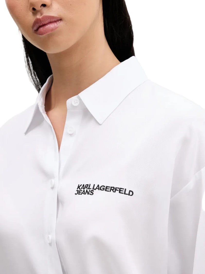 Karl Lagerfeld Asymmetrical Wrap Blouse With Classic Collar
