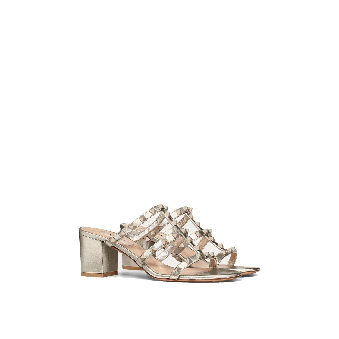 Valentino Garavani Rockstud Mules With Metallic Finish