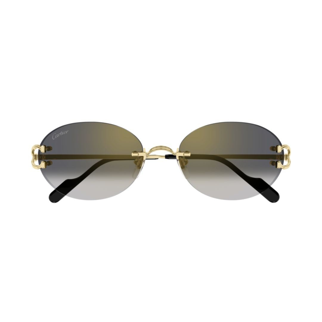 Cartier Rimless Oval Gradient Sunglasses With Gold Bridge