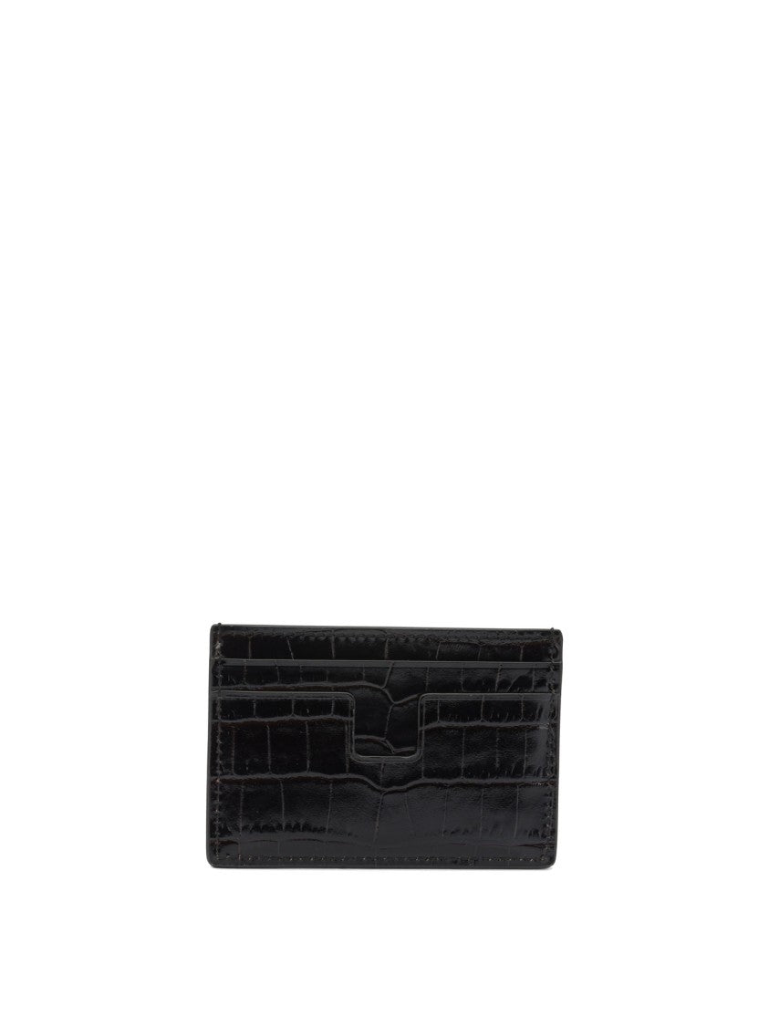 Tom Ford Crocodile-Effect Leather Card Holder