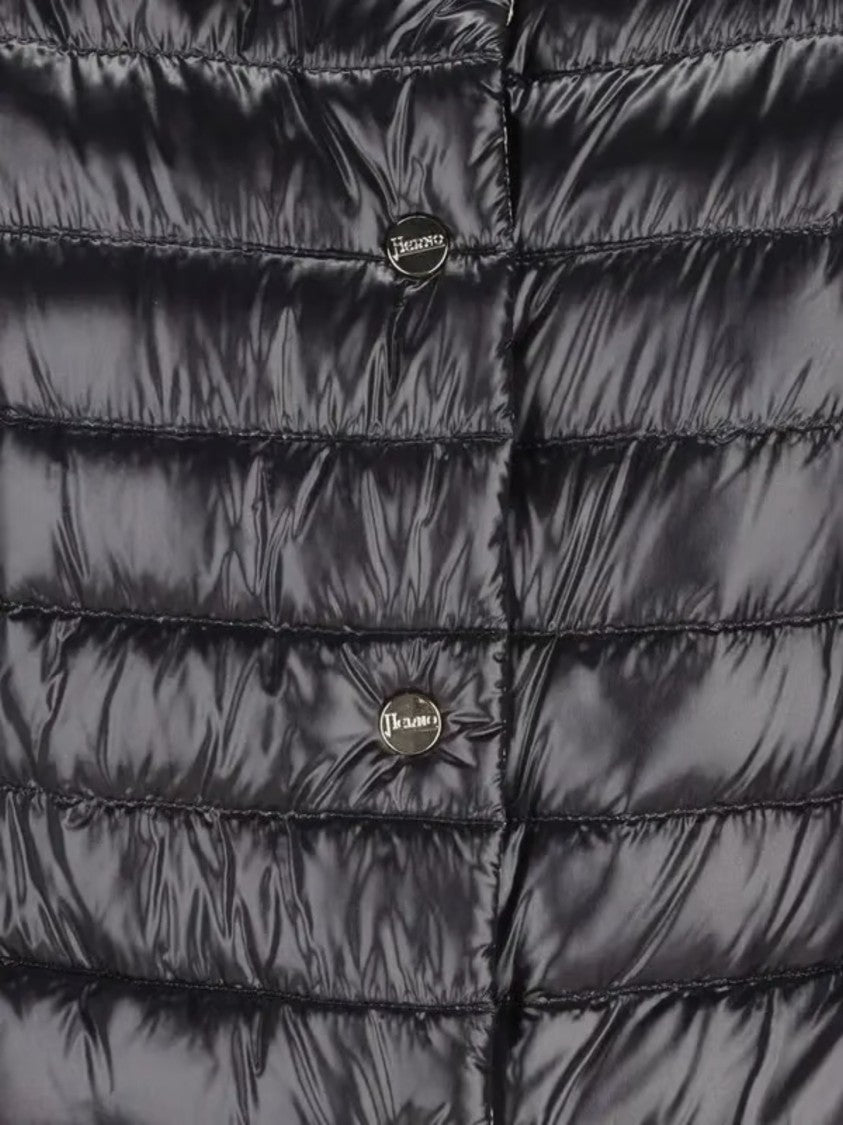 Herno Black Wide Collar Quilted Down Jacket