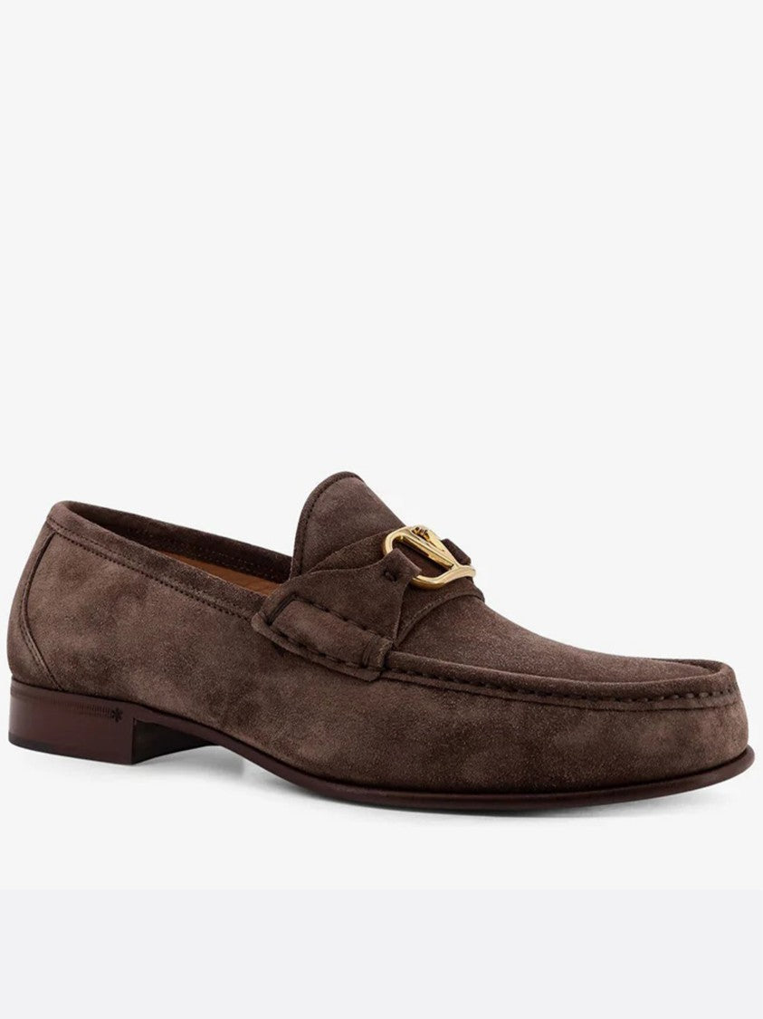 Valentino Brown Loafer Moccasin Toe Suede Loafers