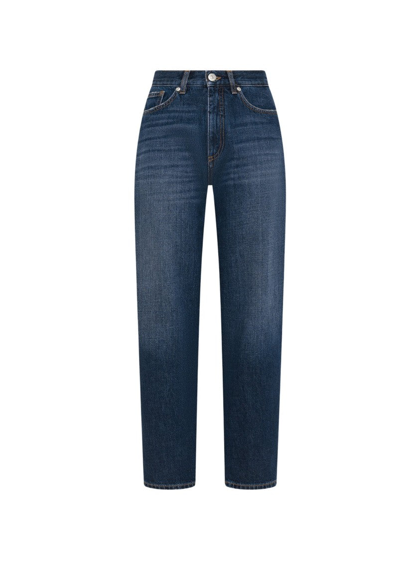 Seventy Venezia Blue Dark Wash Carrot Fit Cotton Jeans