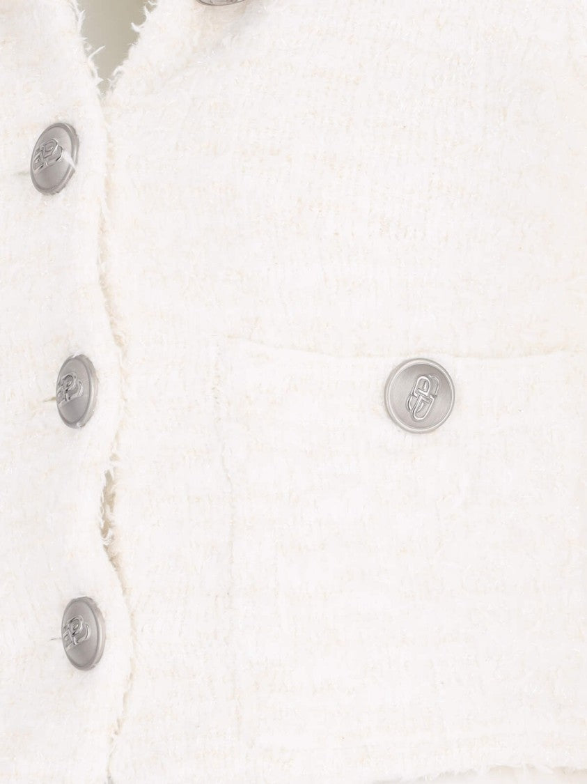 Balenciaga Crop Button Cardigan – White