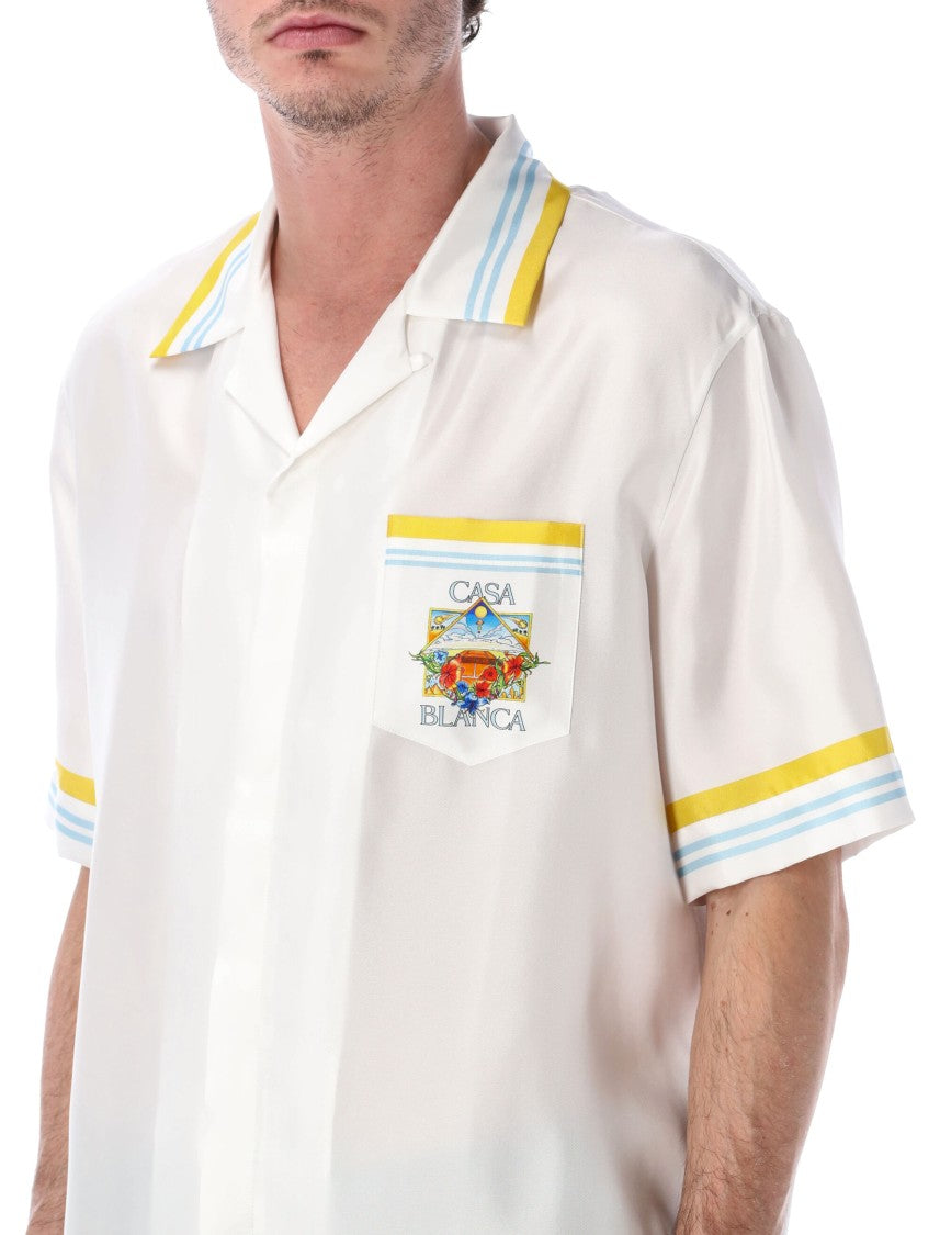 Casablanca Tennis Landscape Twill Silk Shirt