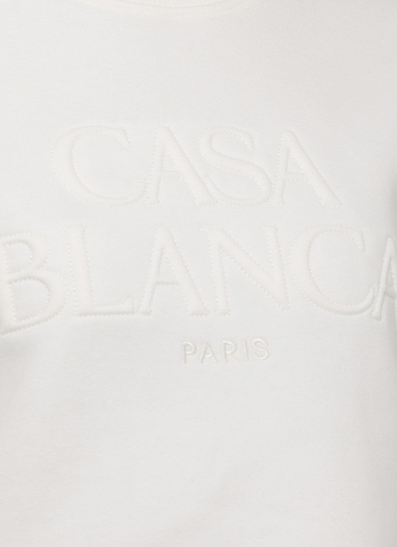 Casablanca White Cotton-Cashmere Embroidered Sweatshirt