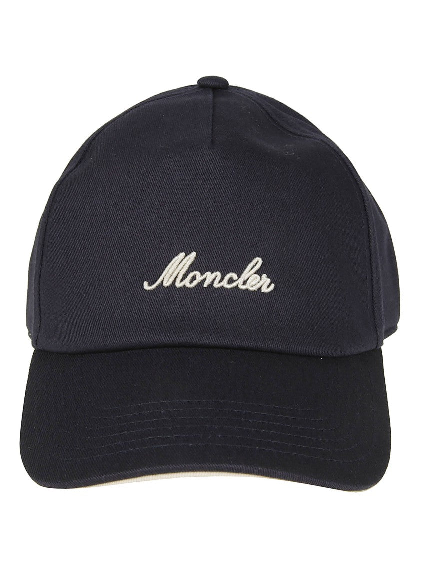 Moncler Black Logo Embroidered Cotton Hat