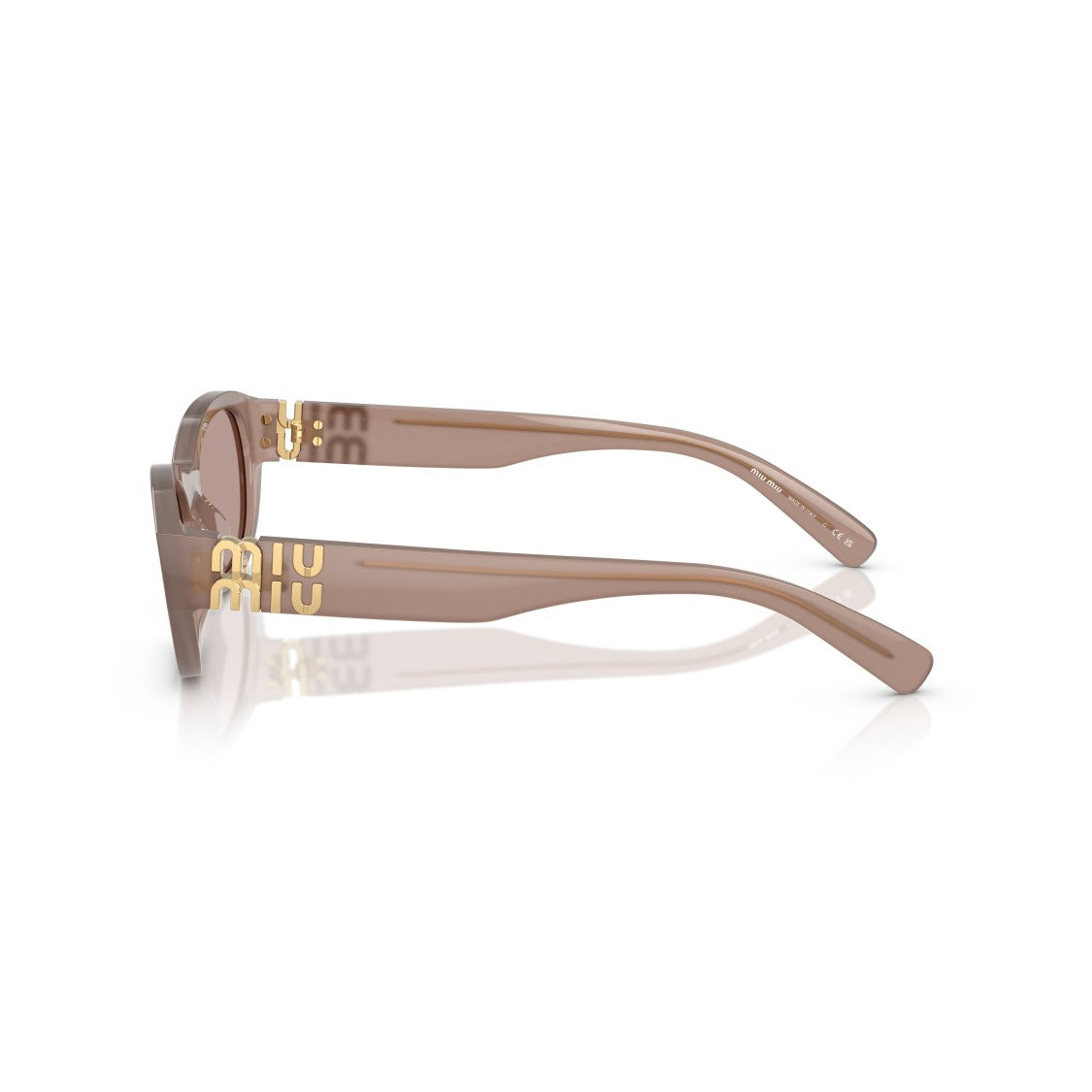 Miu Miu 0Mu A03s Translucent Taupe Oval Sunglasses