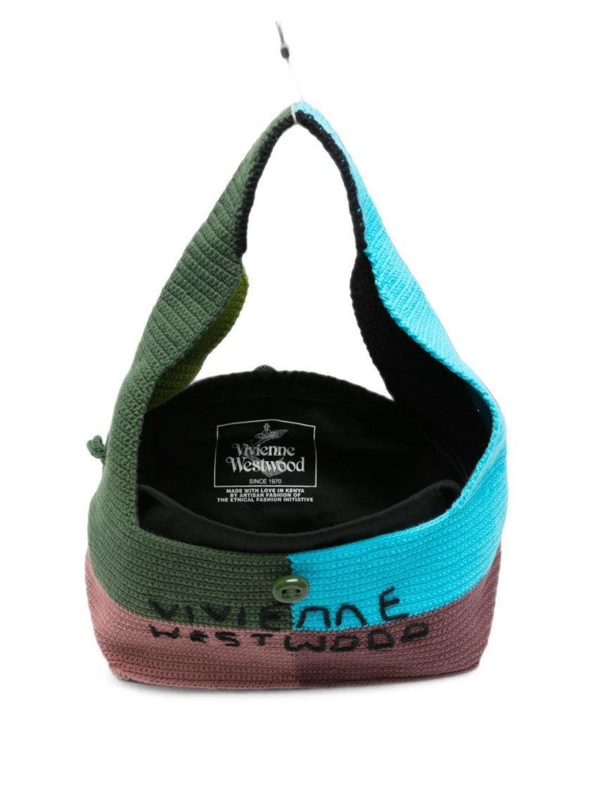 Vivienne Westwood Multicolored Knitted Shoulder Bag With Patchwork Design