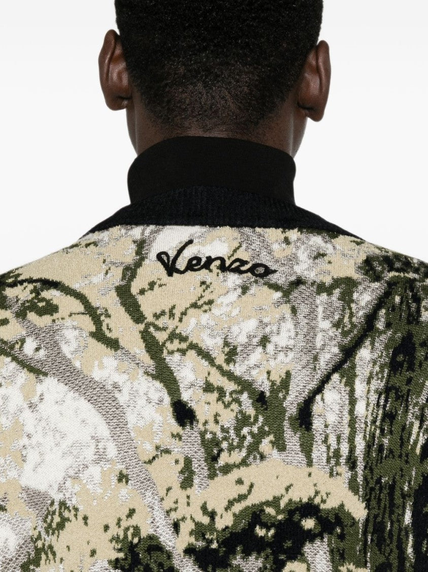 Kenzo Scenic Pattern Cardigan With V-Neckline And Button-Down Front