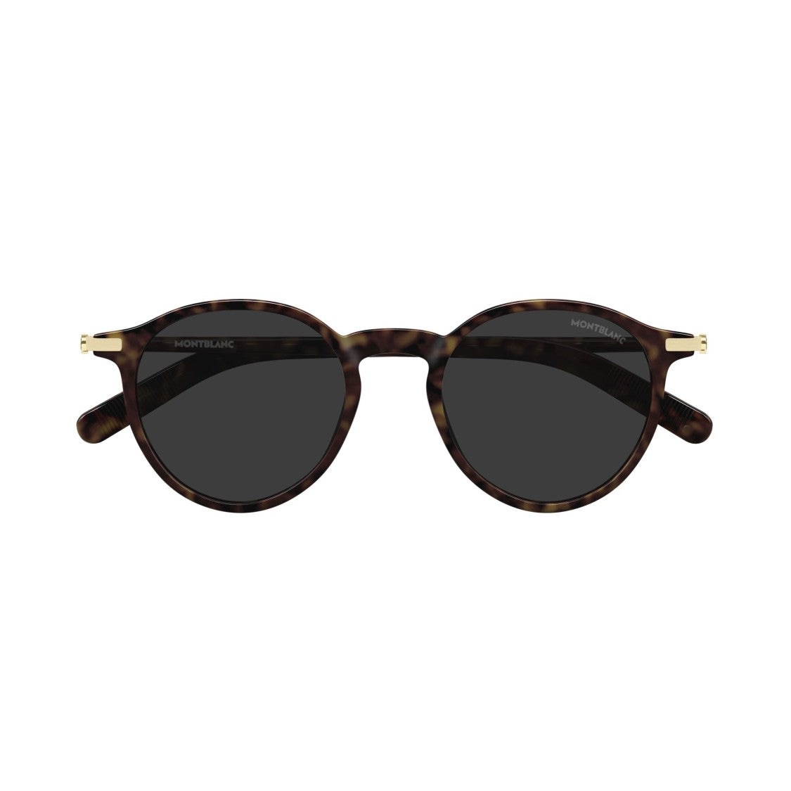 Montblanc Round Tortoiseshell Sunglasses With Gold Accents