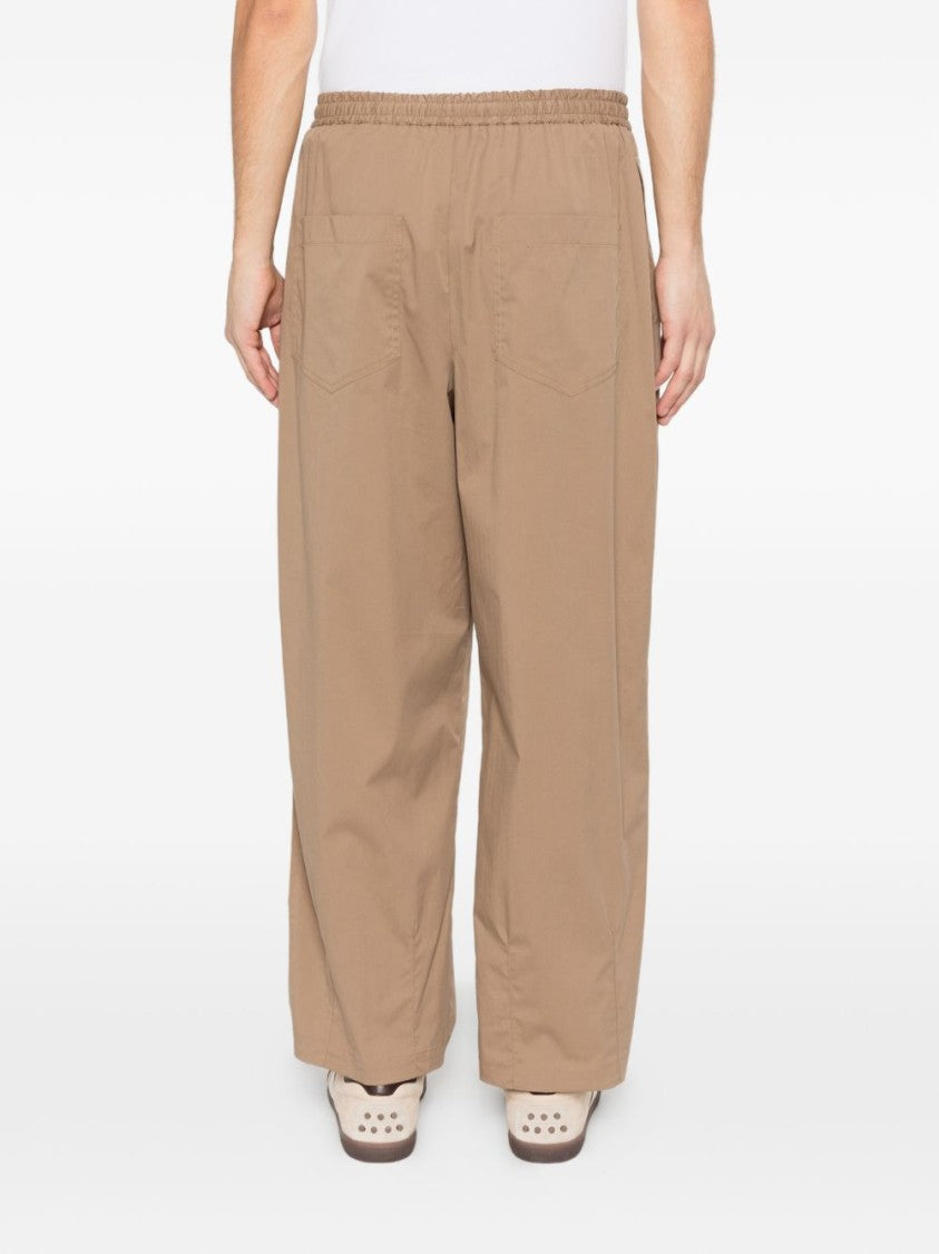 Pt Torino Beige Cropped Pants With Drawstring And Pleated Front