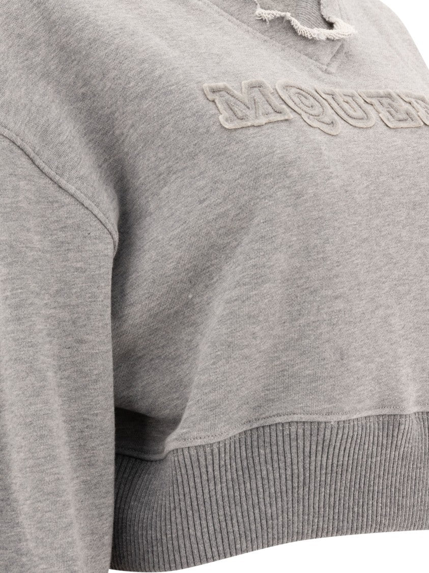Alexander Mcqueen Cropped Sweatshirt With Mcqueen Logo