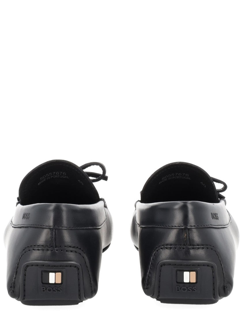Boss Cowhide Leather Rounded Toe Loafers