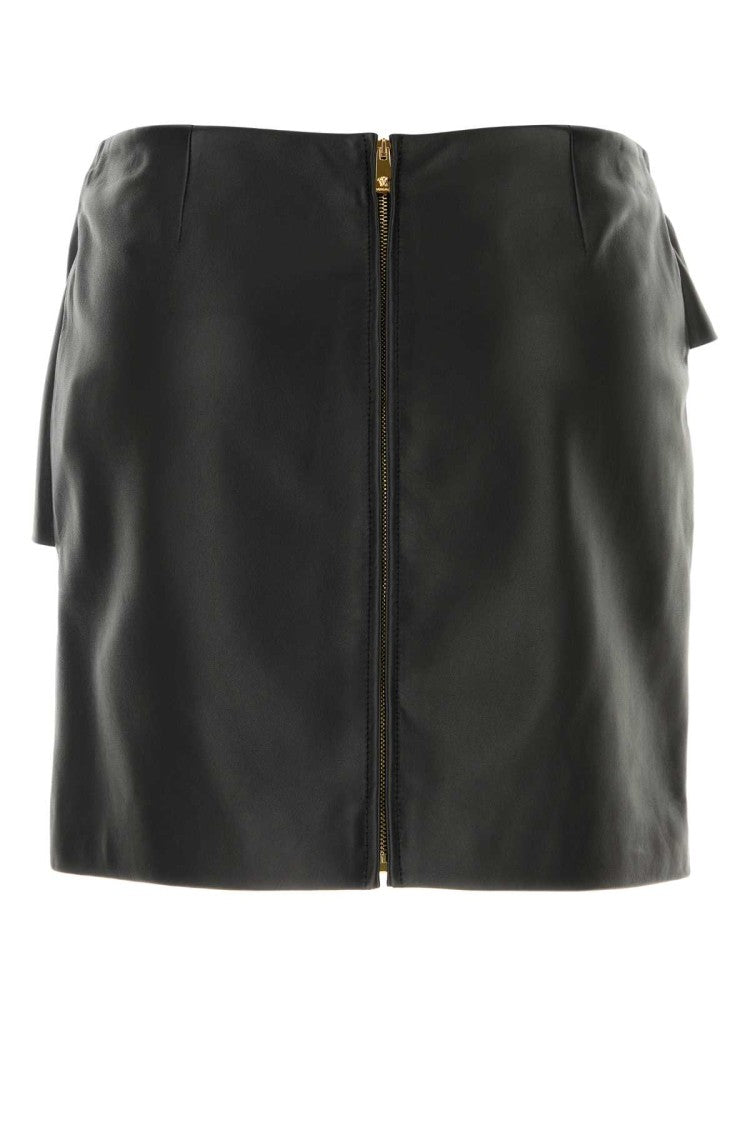 Versace Black Leather Mini Skirt
