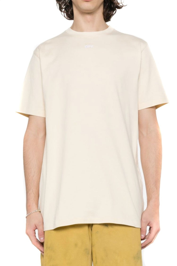 Off-White Beige Arrows Emblem Embroidered Cotton T-Shirt