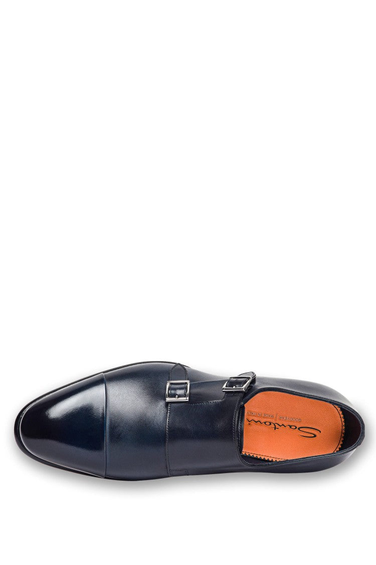 Santoni Double-Buckle Goodyear Hand-Antiqued Shoes