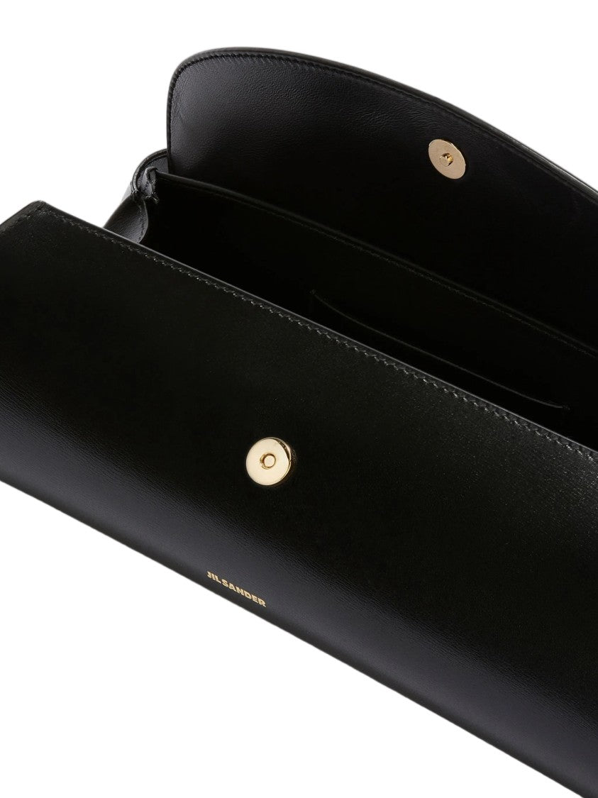 Jil Sander Black Cannolo Calf Leather Handbag