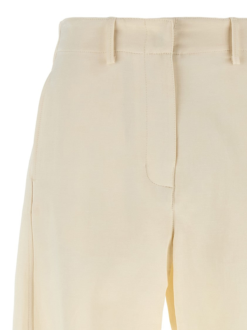 Magda Butrym Wide Leg Stretch Cotton Trousers With Asymmetric Stitching