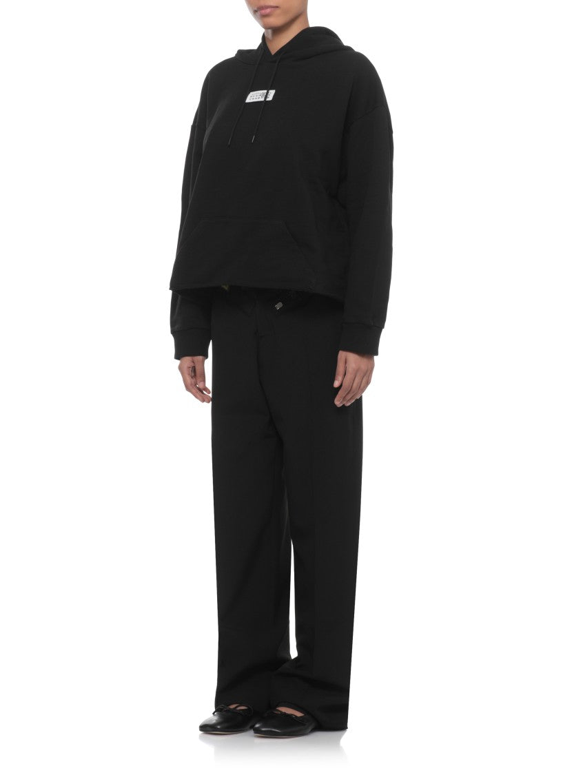Mm6 By Maison Margiela Black Logoed Cotton Hoodie