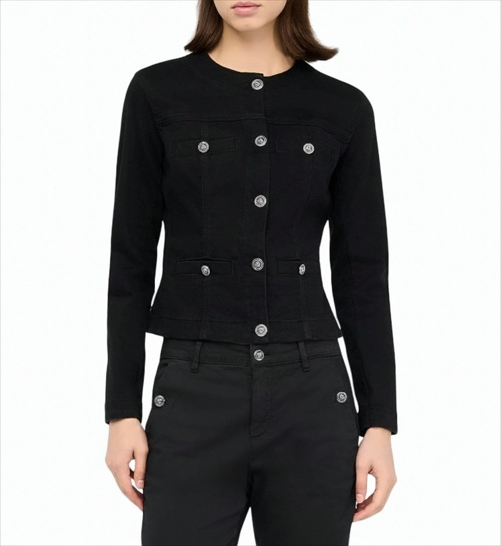 Liu Jo Fitted Stretch Denim Jacket With Gold-Tone Accents