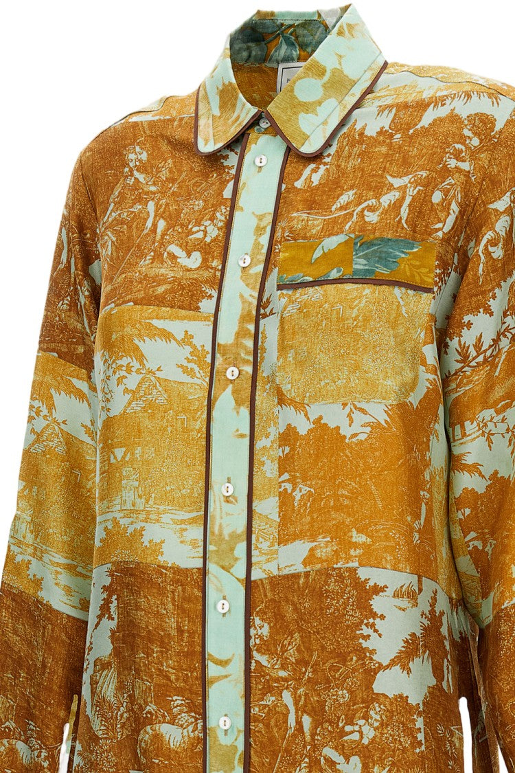 Pierre-Louis Mascia Multicolor Printed Silk Shirt With Classic Collar