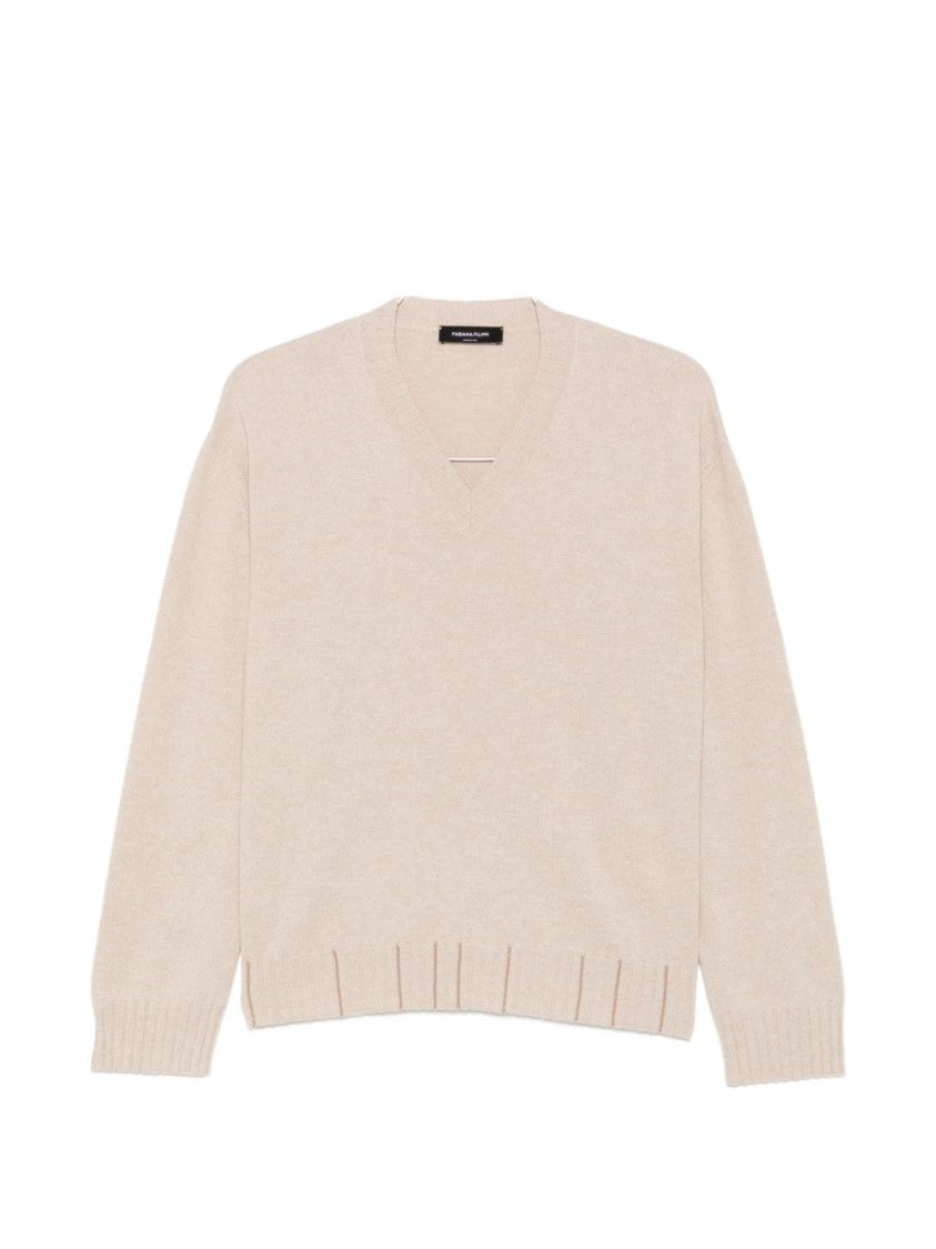 Fabiana Filippi Fine Knit V-Neck Ribbed Sweater