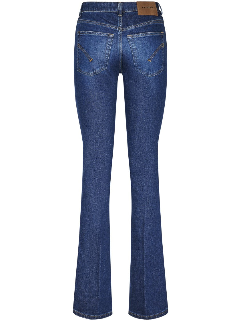 Dondup Medium Blue Skinny Fit Bootcut Trousers With Classic Five-Pocket Design