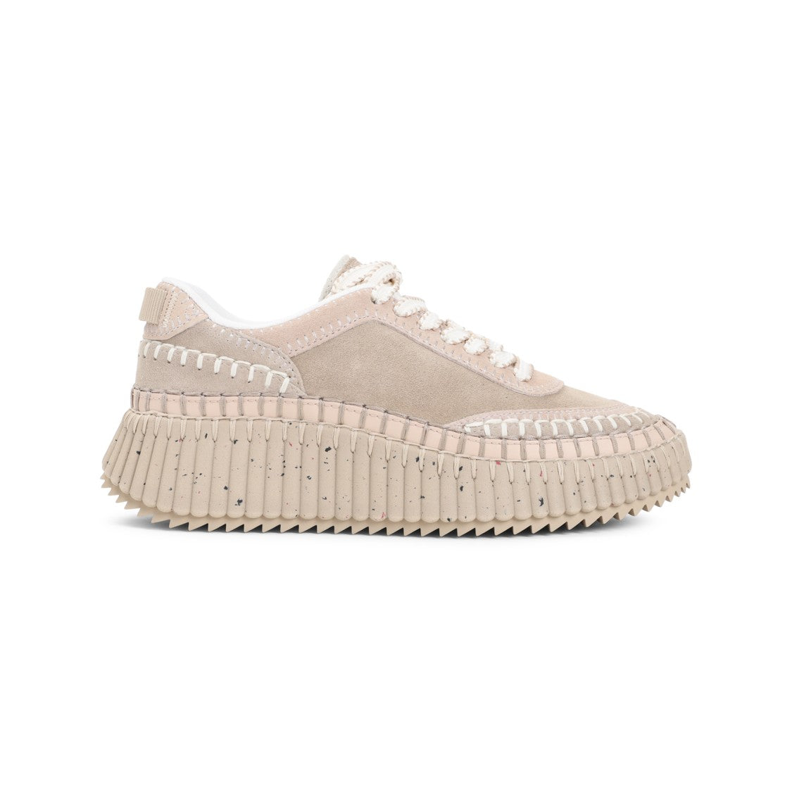 Chloé Multi-Panel Beige Suede Sneakers