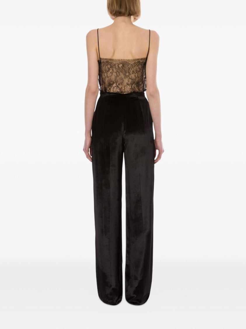 Alberta Ferretti Floral Lace Top With Sheer Overlay