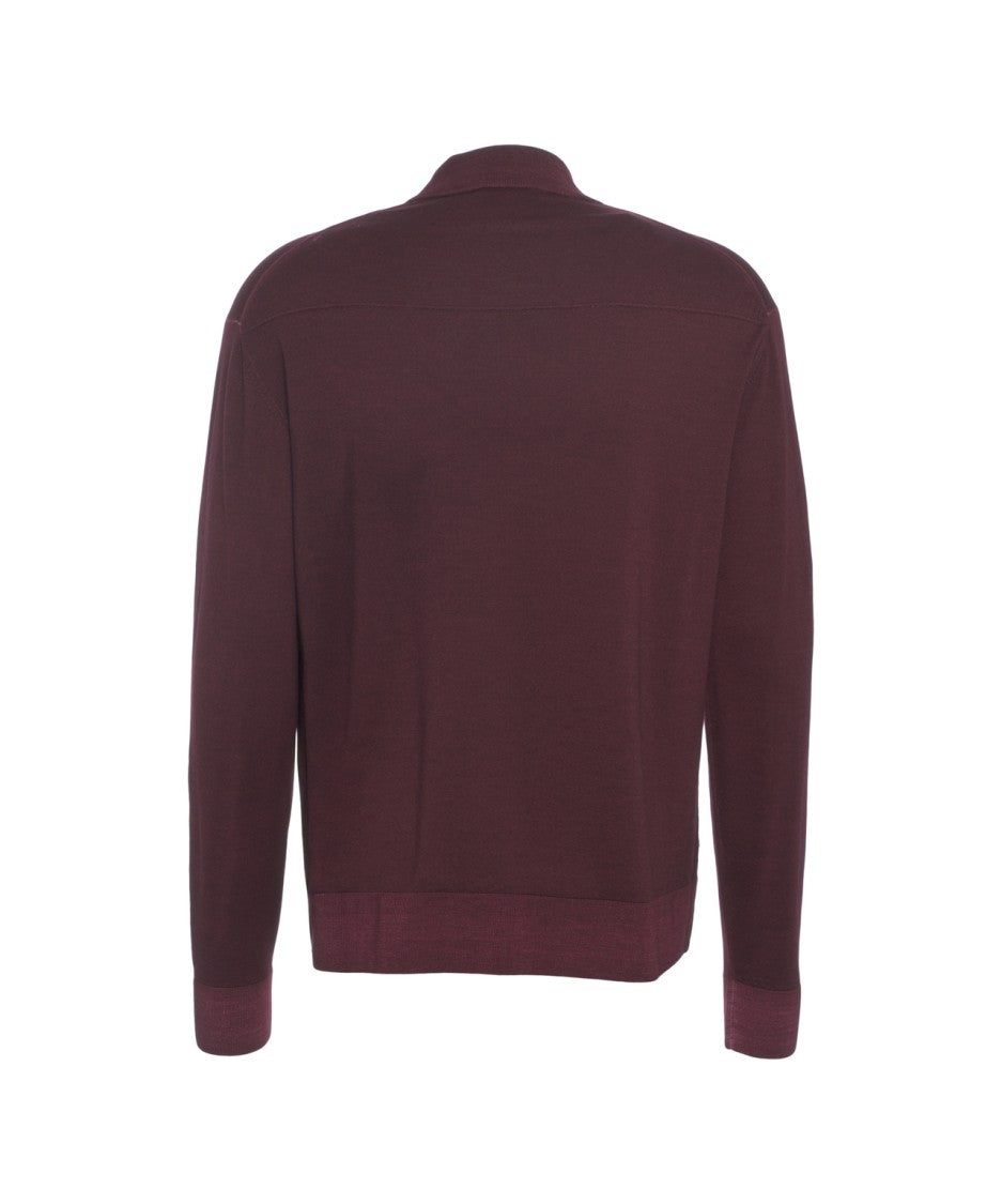 Paolo Pecora High Collar Fine Knit Pullover In Rich Burgundy