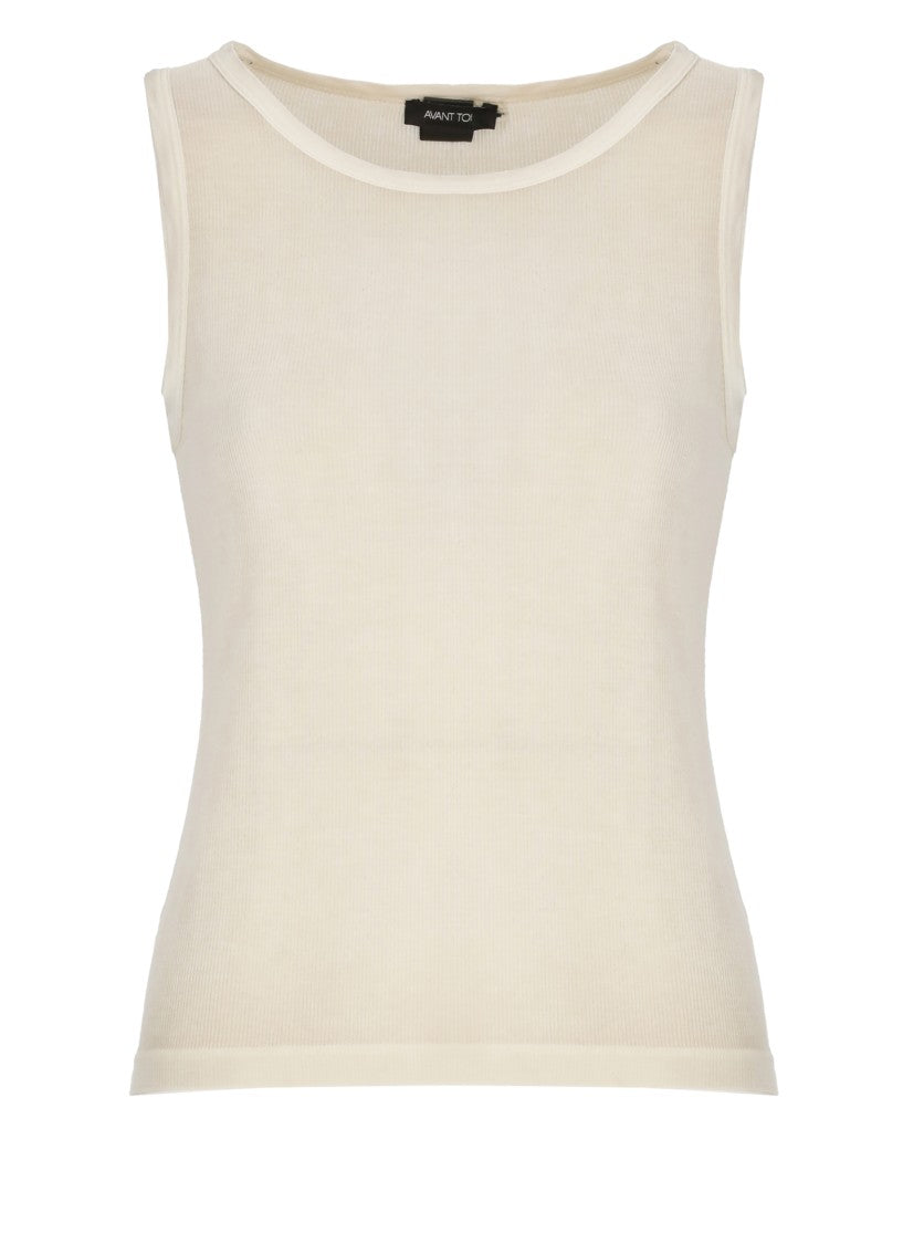 Avant Toi Beige Silk-Blend Tank Top