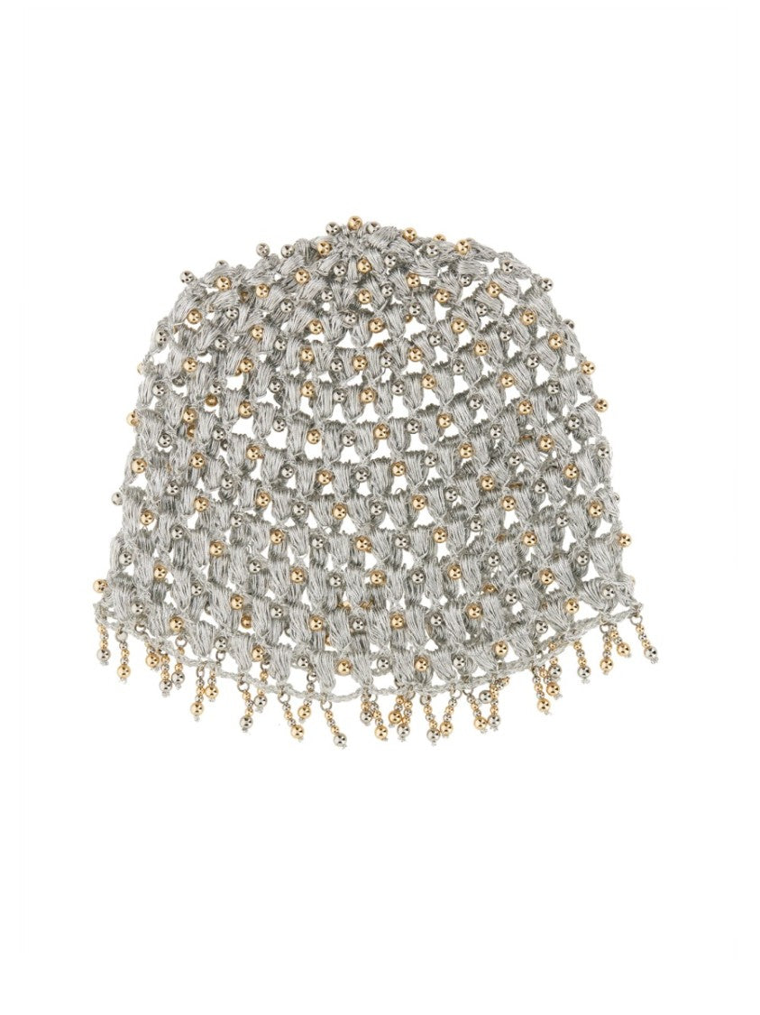 Rabanne Textured Knit Hat With Decorative Beads