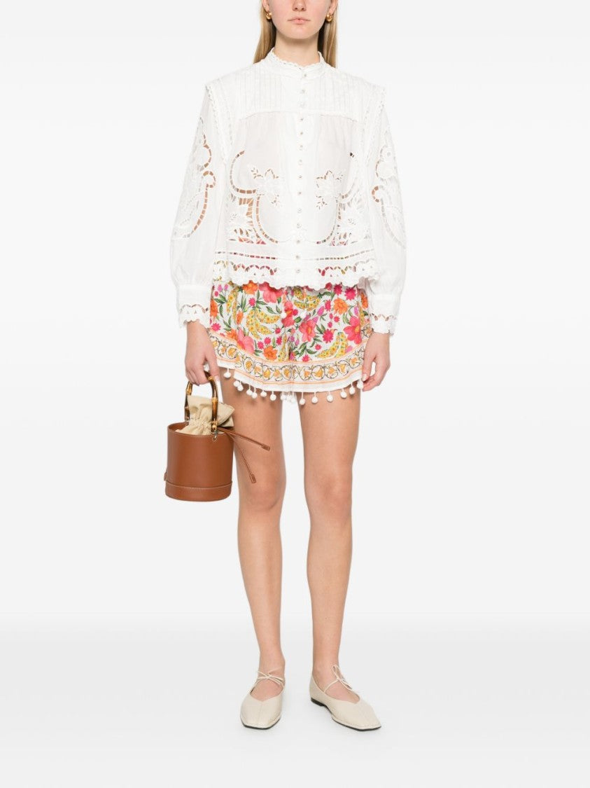 Farm Rio White Richelieu Embroidery Cotton Blouse
