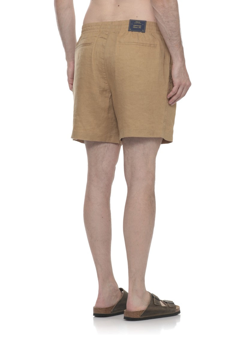 Polo Ralph Lauren Brown Drawstring Waist Linen Shorts