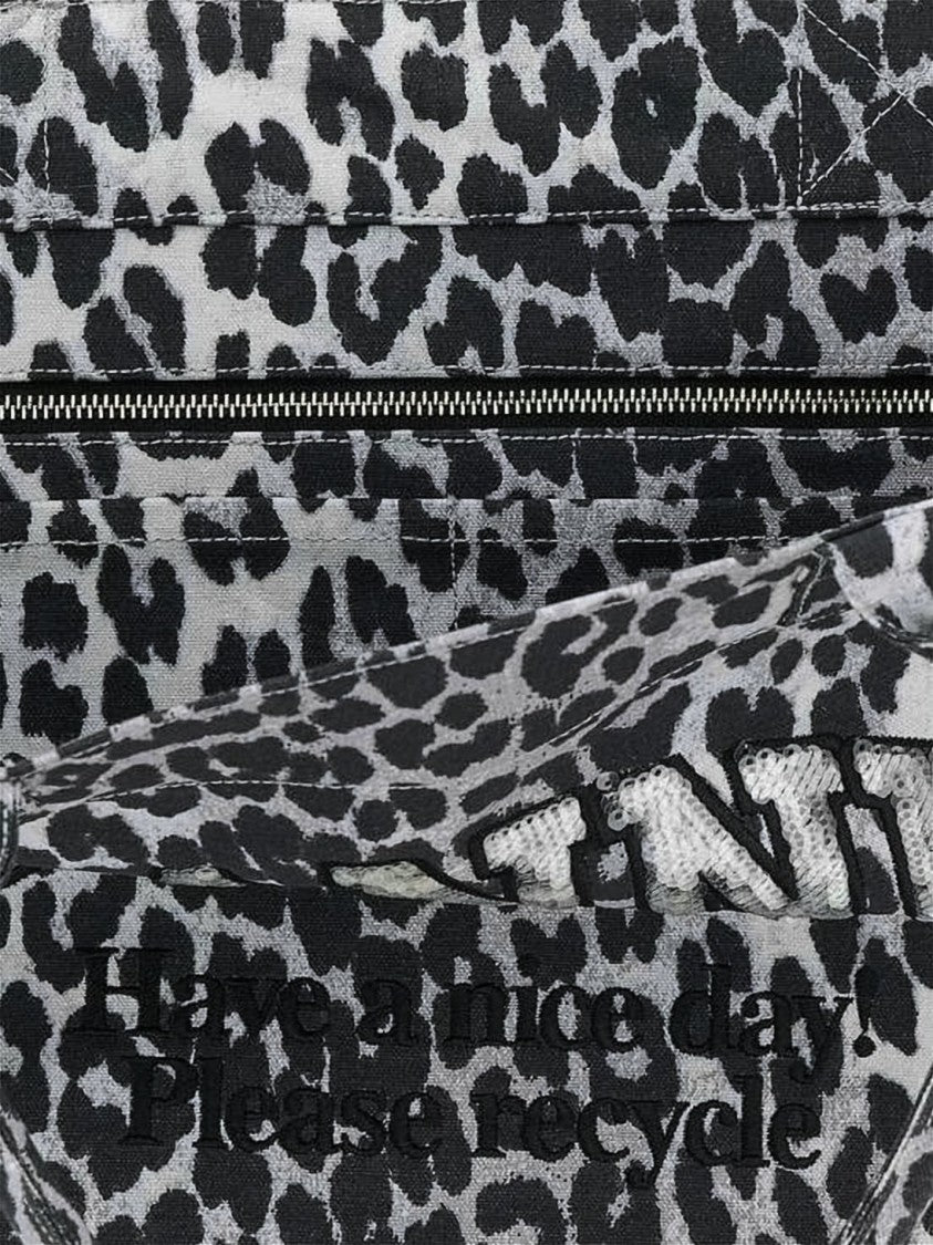 Ganni Leopard Print Medium Tote Bag