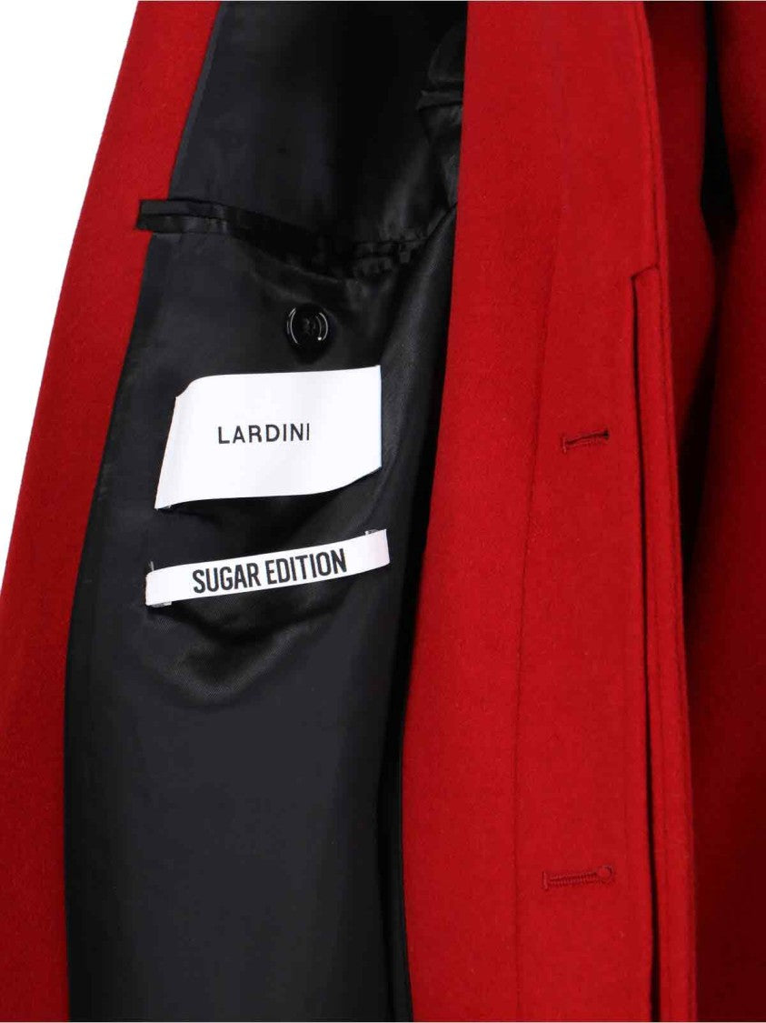 Lardini Red Cashmere Coat With Classic Collar
