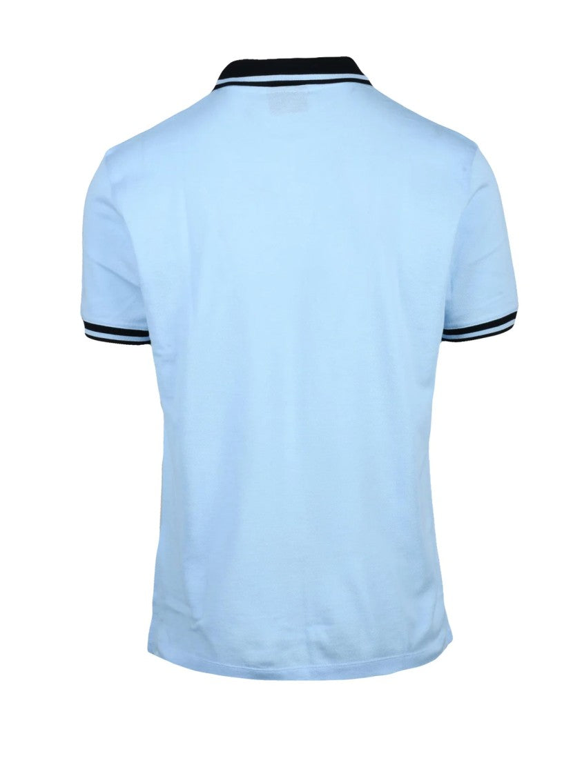 Emporio Armani Light Blue Cotton Ribbed Polo Shirt