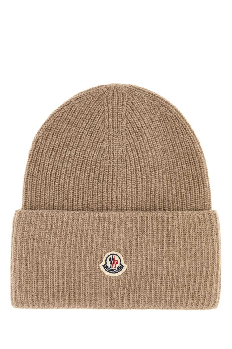 Moncler Camel Wool Beanie Hat
