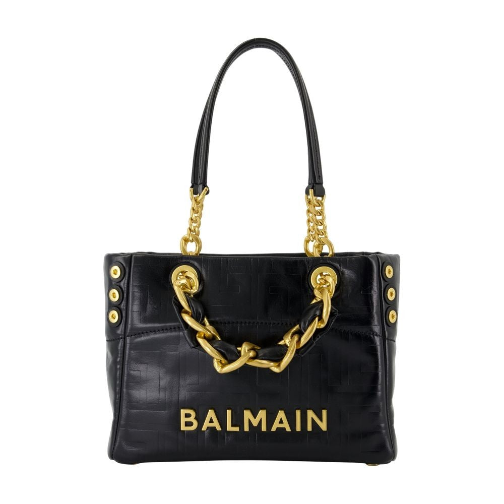 Balmain 1945 Soft Small Shopper Bag - Leather - Black