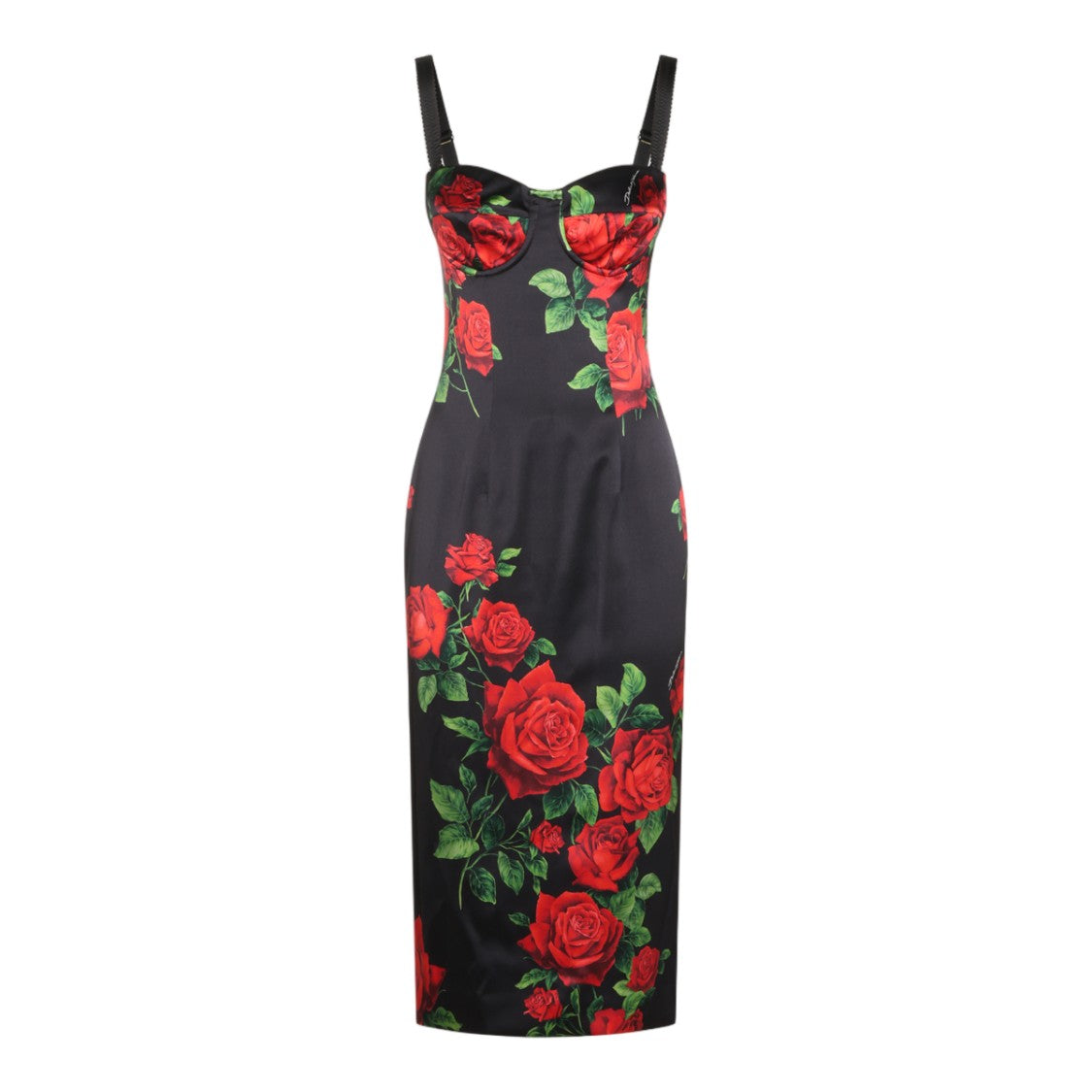Dolce & Gabbana Fitted Midi Dress With Striking Floral Pattern