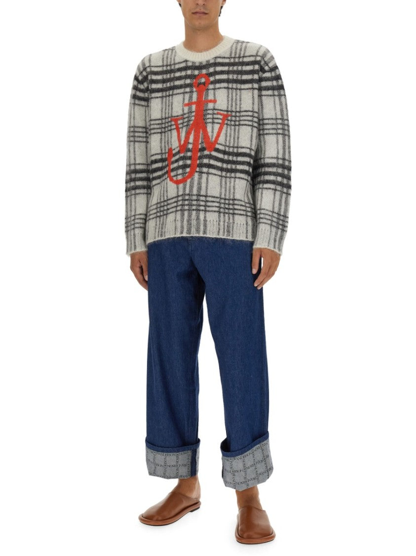 J. W. Anderson Classic Plaid Knit Jersey With Bold Anchor Logo