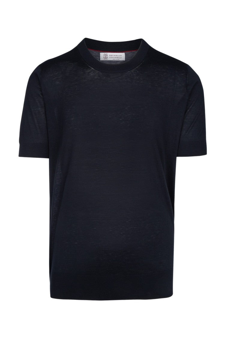 Brunello Cucinelli Short-Sleeved Knitwear With Classic Crew Neckline